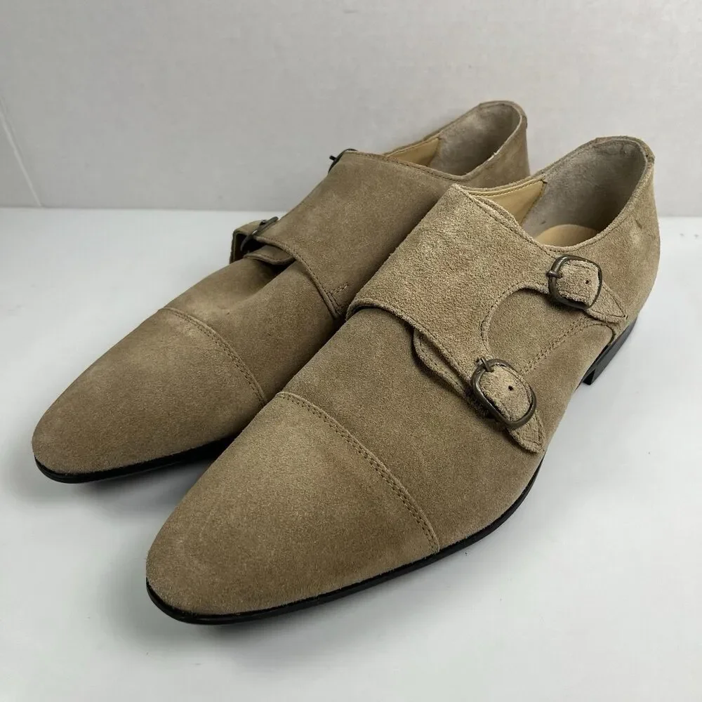 ASOS Tan Suede Leather Double Monkstrap Loafers Slip On Shoes Mens US Size 11